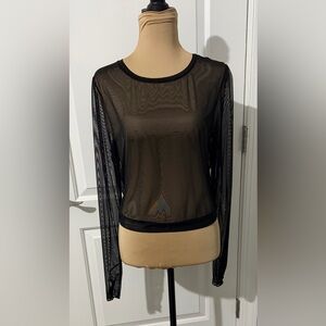 SheFit Black Mesh Sheer Workout Shirt